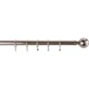 Satin Steel Fixed Curtain Pole & Ball Finial - 1.2m
