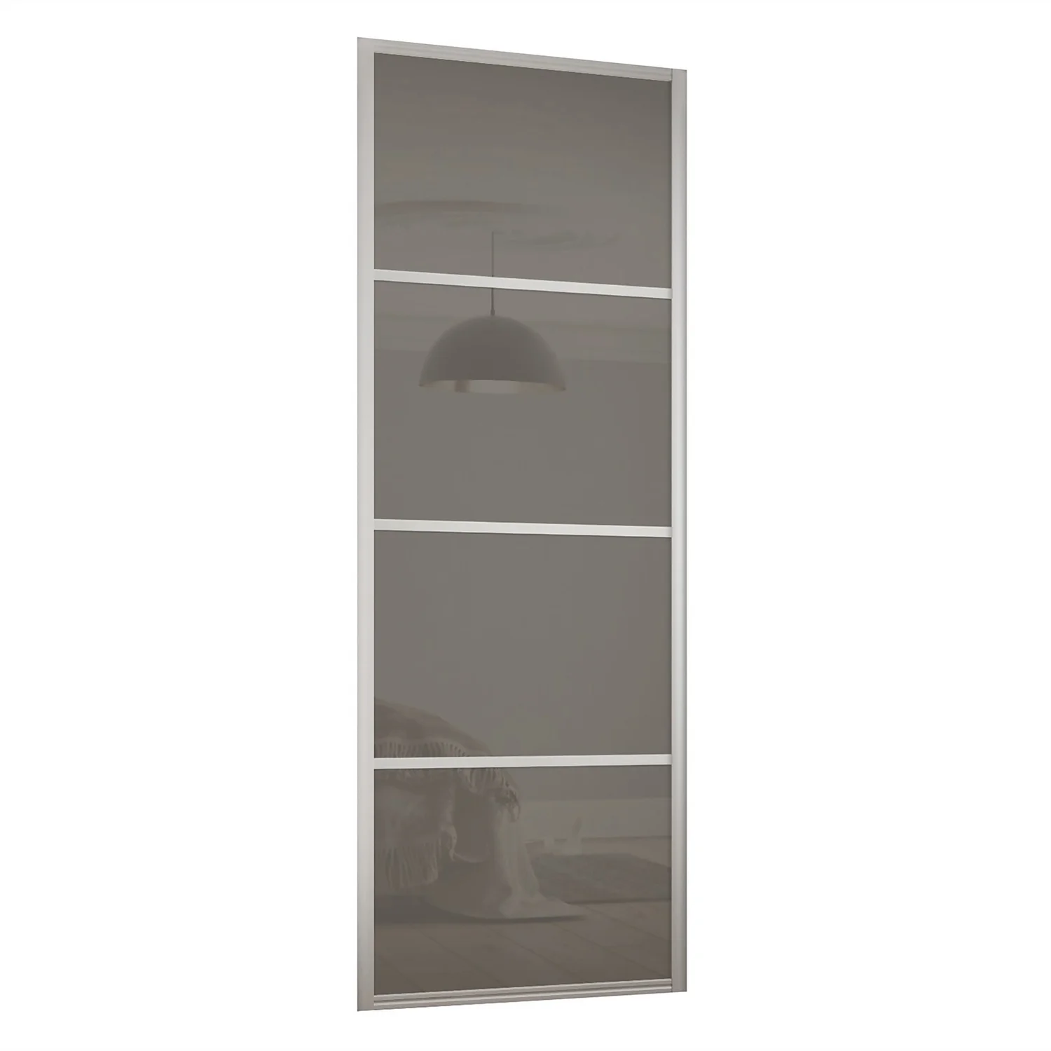 Ellipse Sliding Wardrobe Door 4 Panel Cappuccino Glass With Aluminium Frame (W)610mm 3 Ellipse Sliding Wardrobe Door 4 Panel Cappuccino Glass With Aluminium Frame (W)610mm