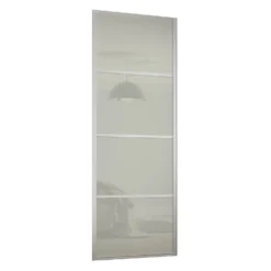 Ellipse Sliding Wardrobe Door 4 Panel Arctic White Glass With Aluminium Frame (W)610mm