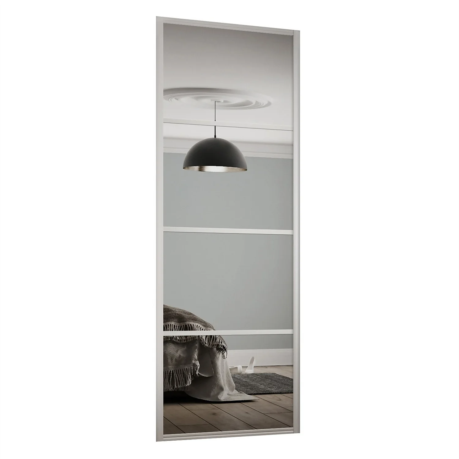 Ellipse Sliding Wardrobe Door 4 Panel Mirror With Aluminium Frame (W)762mm 3 Ellipse Sliding Wardrobe Door 4 Panel Mirror With Aluminium Frame (W)762mm