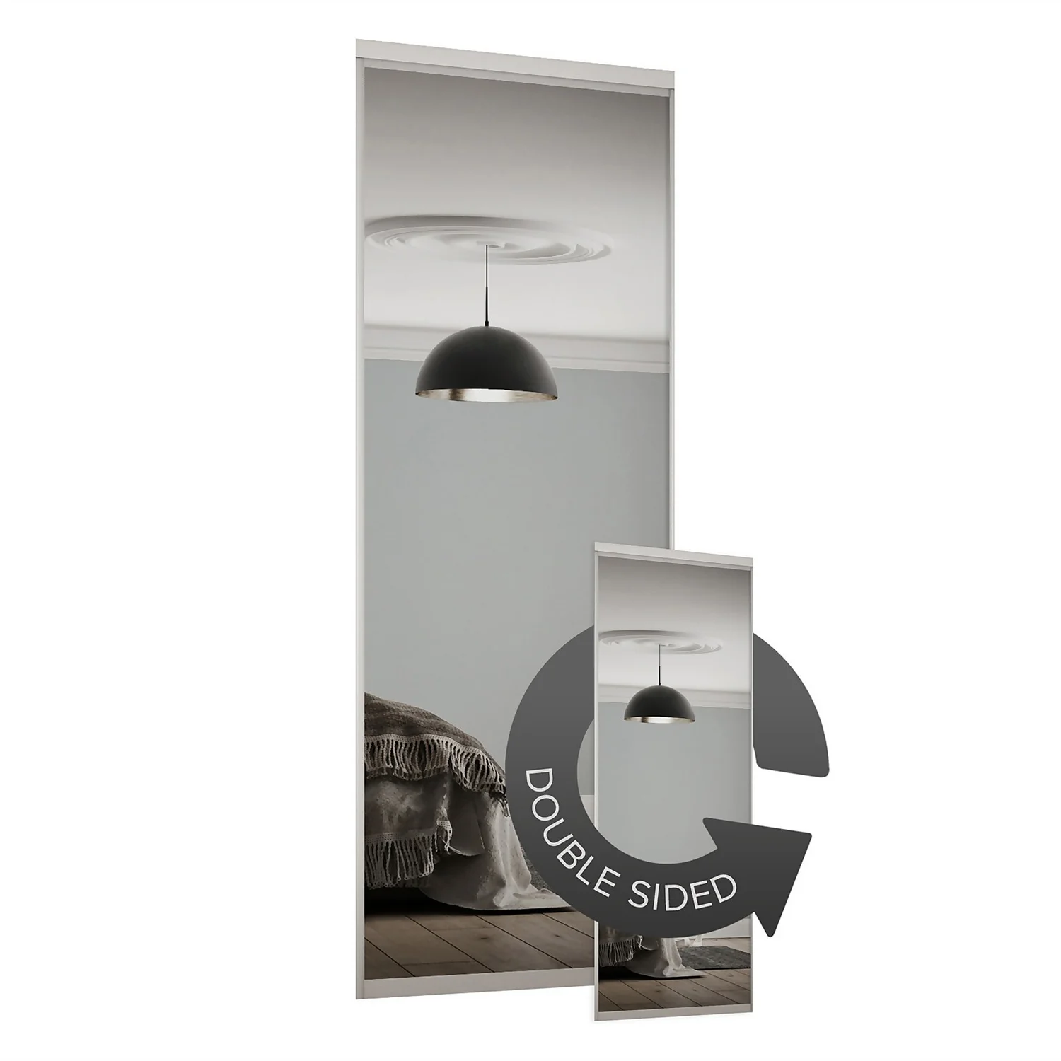 Duo Sliding Wardrobe Door Mirror With Aluminium Frame (W)914mm 3 Duo Sliding Wardrobe Door Mirror With Aluminium Frame (W)914mm