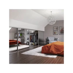 Loft Sliding Wardrobe Door Mirror With Silver Frame (W)762mm -Furniture Series Sale 12807462 1724833215910969