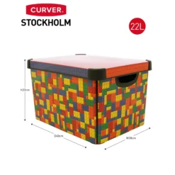 Curver Stockholm Bright Blocks Plastic Deco Storage Box Multi Colour 22L 15 Curver Stockholm Bright Blocks Plastic Deco Storage Box Multi Colour 22L -Furniture Series Sale 12807671 1294833169877121