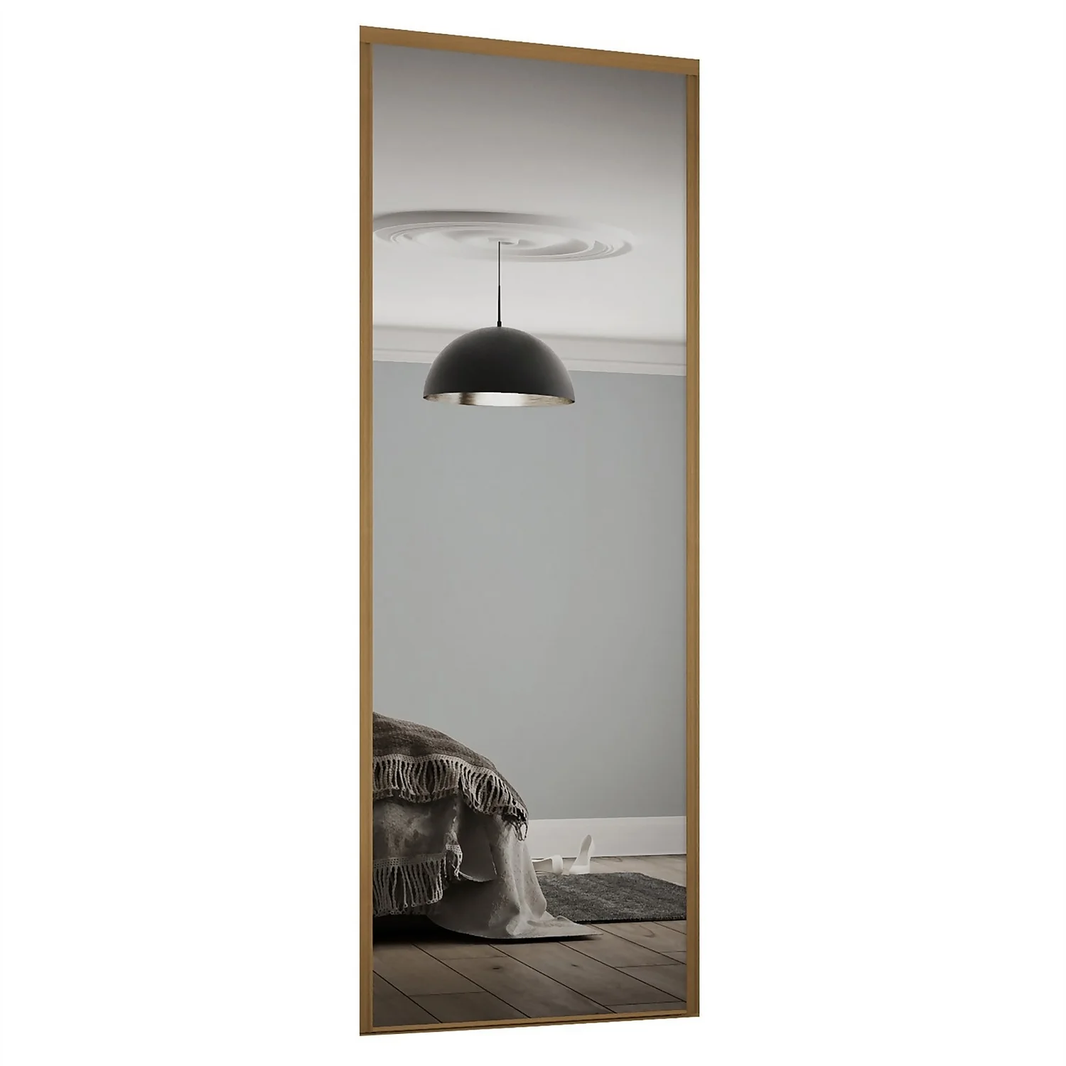 Classic Sliding Wardrobe Door Mirror With Oak Frame (W)762mm 3 Classic Sliding Wardrobe Door Mirror With Oak Frame (W)762mm