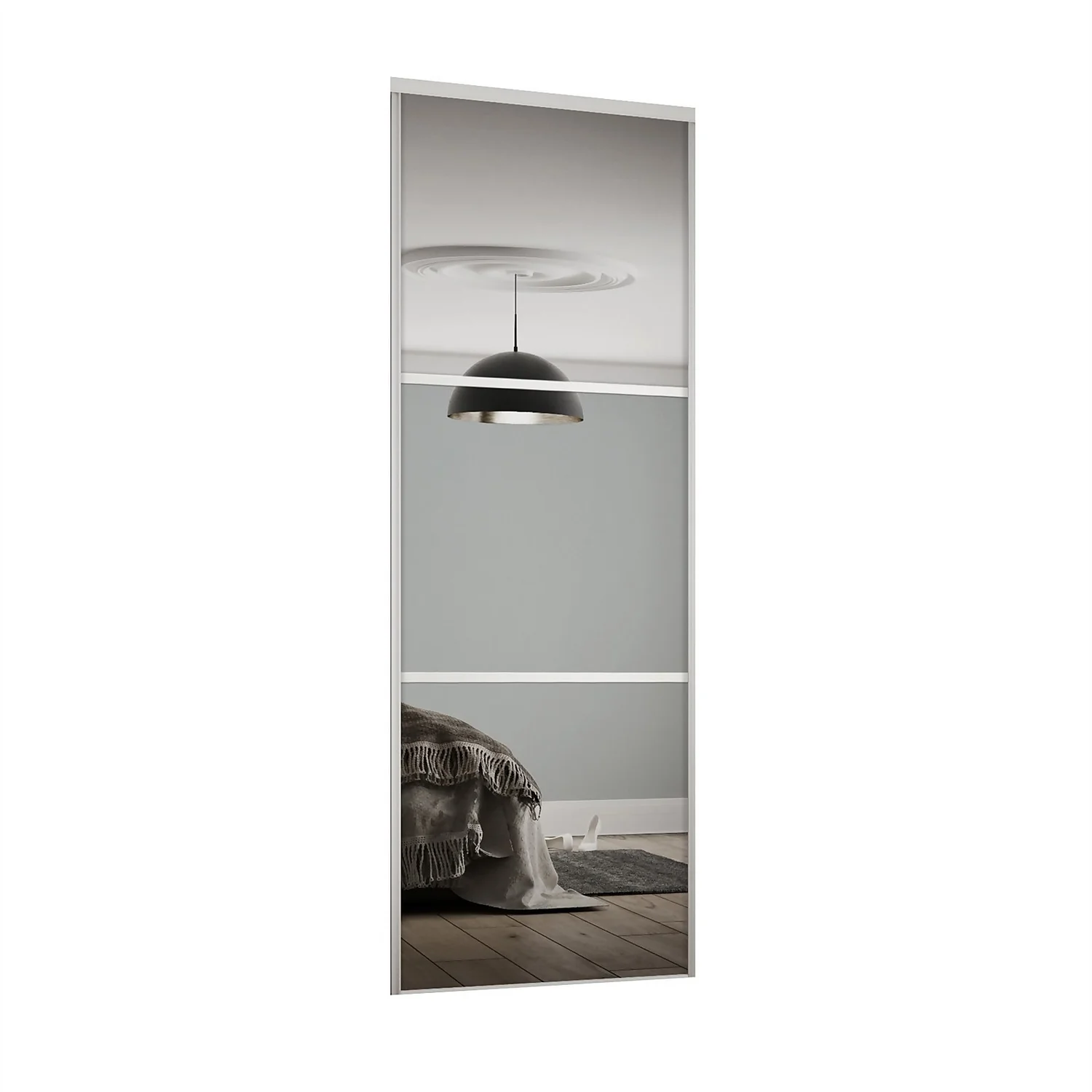 Linear Sliding Wardrobe Door 3 Panel Mirror With White Frame (W)610mm 3 Linear Sliding Wardrobe Door 3 Panel Mirror With White Frame (W)610mm