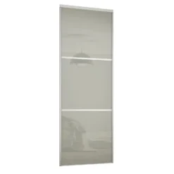 Linear Sliding Wardrobe Door 3 Panel Arctic White Glass With White Frame (W)914mm