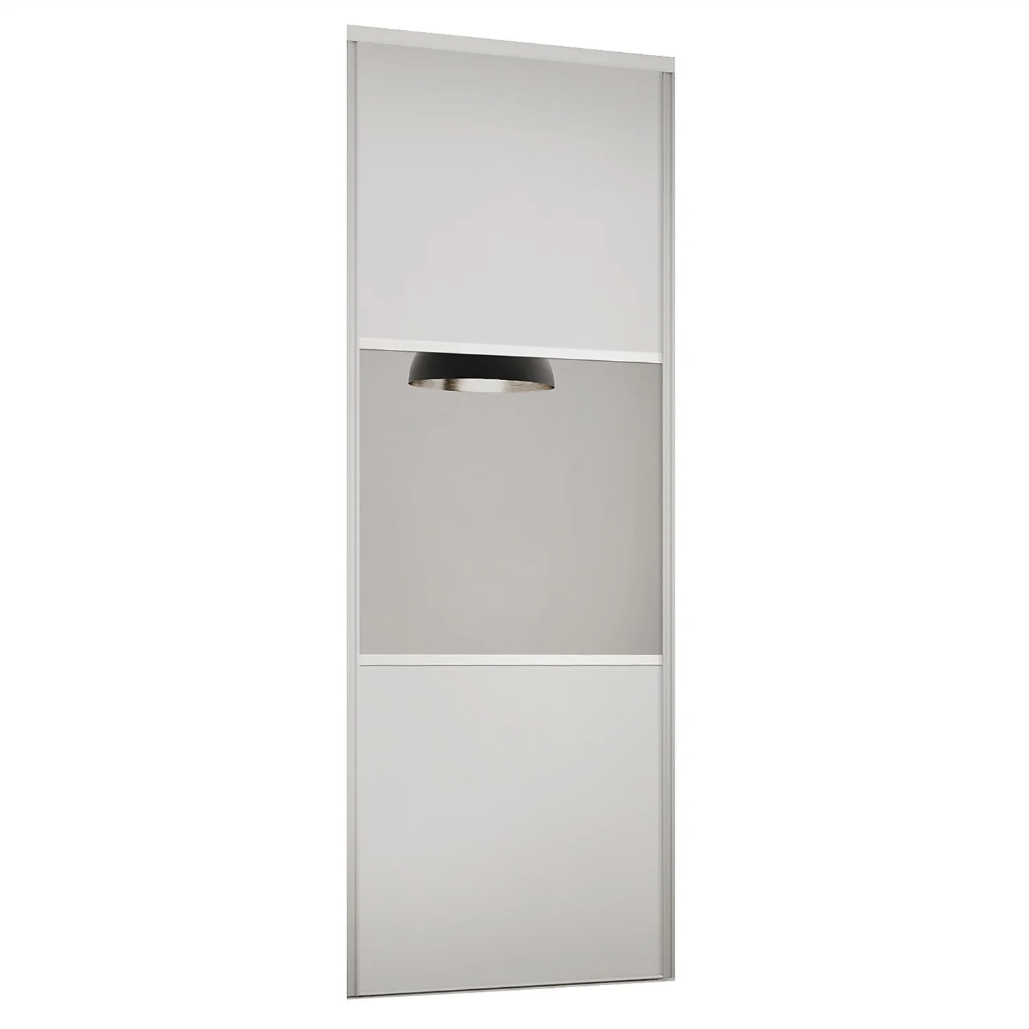 Linear Sliding Wardrobe Door 3 Panel White / Mirror With White Frame (W)914mm 3 Linear Sliding Wardrobe Door 3 Panel White / Mirror With White Frame (W)914mm