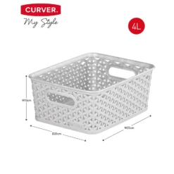 Curver My Style Small Rectangular Plastic Storage Basket - Grey - 4L -Furniture Series Sale 12814407 2044832987097510