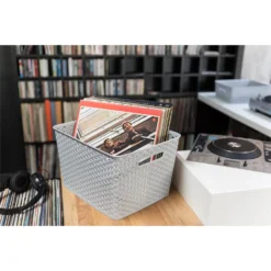 Curver My Style Large Rectangular Plastic Storage Basket - Grey - 18L -Furniture Series Sale 12814518 6064832988437034
