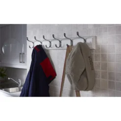 6 Coat Polished Chrome Hooks On White Stepped Board -Furniture Series Sale 12815060 7334845700272975