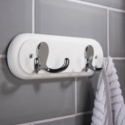 None White Hook Rail - Polished Chrome - 2 Hooks -Furniture Series Sale 12815090 1434846183241085