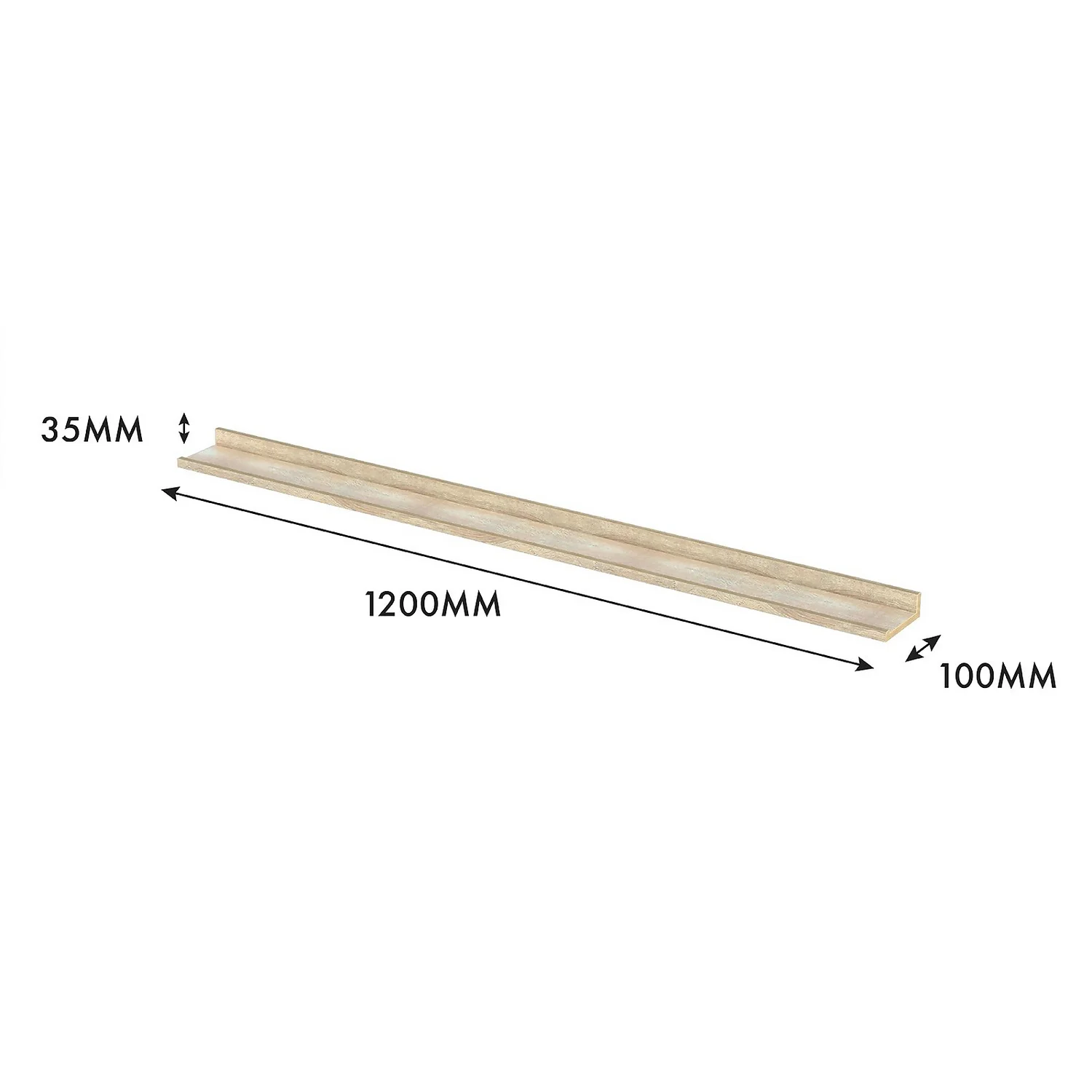 Flexi Storage Decorative Shelving Photo Shelf - Sanoma Oak - 1200x35x100mm 6 Flexi Storage Decorative Shelving Photo Shelf - Sanoma Oak - 1200x35x100mm - Image 4