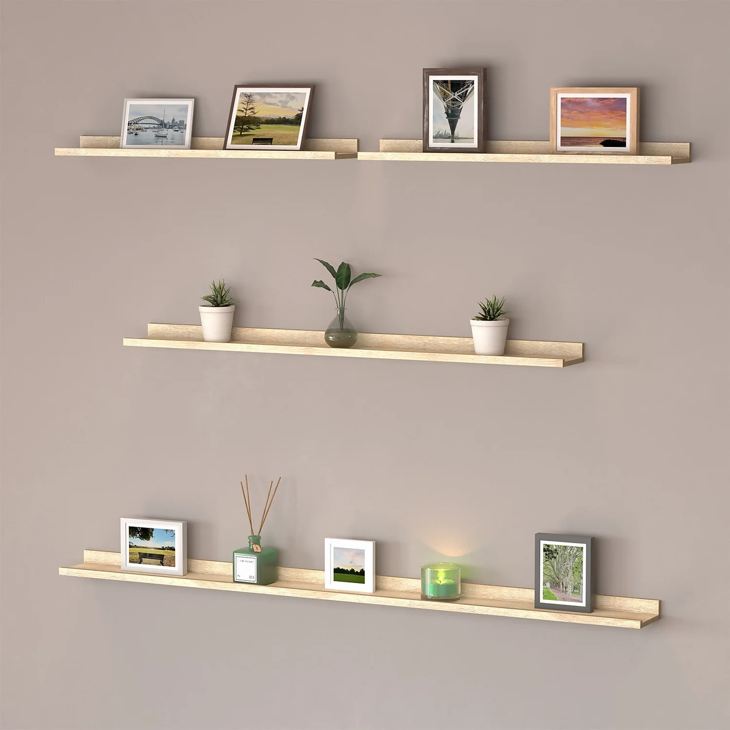 Flexi Storage Decorative Shelving Photo Shelf - Sanoma Oak - 1200x35x100mm 4 Flexi Storage Decorative Shelving Photo Shelf - Sanoma Oak - 1200x35x100mm - Image 2