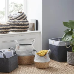 Round Paper Rope Basket - Grey -Furniture Series Sale 12829229 1174832982597594