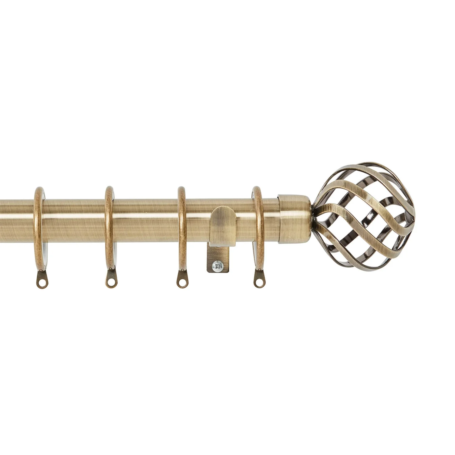 Harrison Drape Ball Cage Finial Curtain Pole - Antique Brass - 3m (28mm) 3 Harrison Drape Ball Cage Finial Curtain Pole - Antique Brass - 3m (28mm)