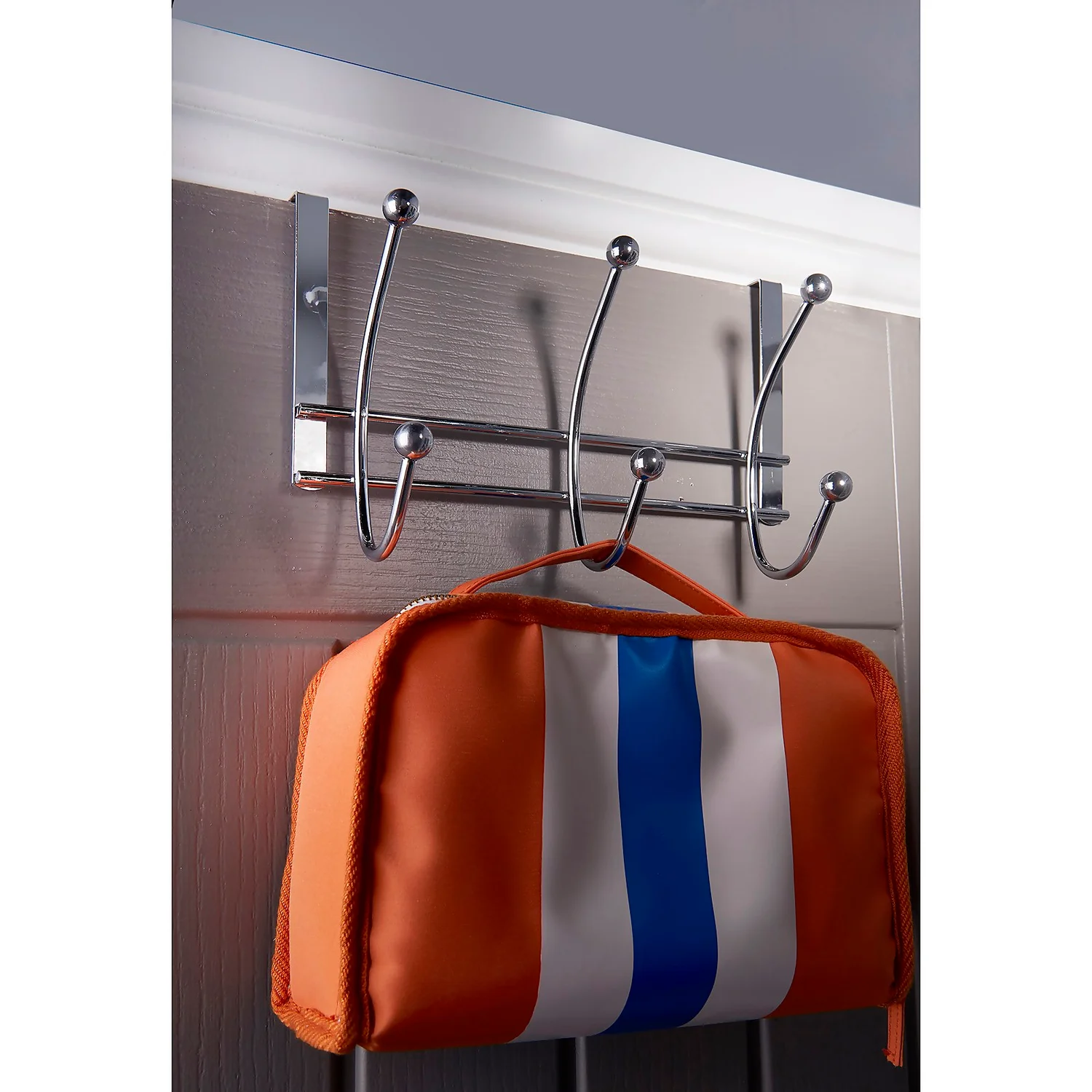 None Hat And Coat Over The Door Hanger - Chrome Plated - 3 Hooks 5 None Hat And Coat Over The Door Hanger - Chrome Plated - 3 Hooks - Image 3