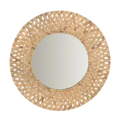 Mumbai Natural Woven Round Mirror