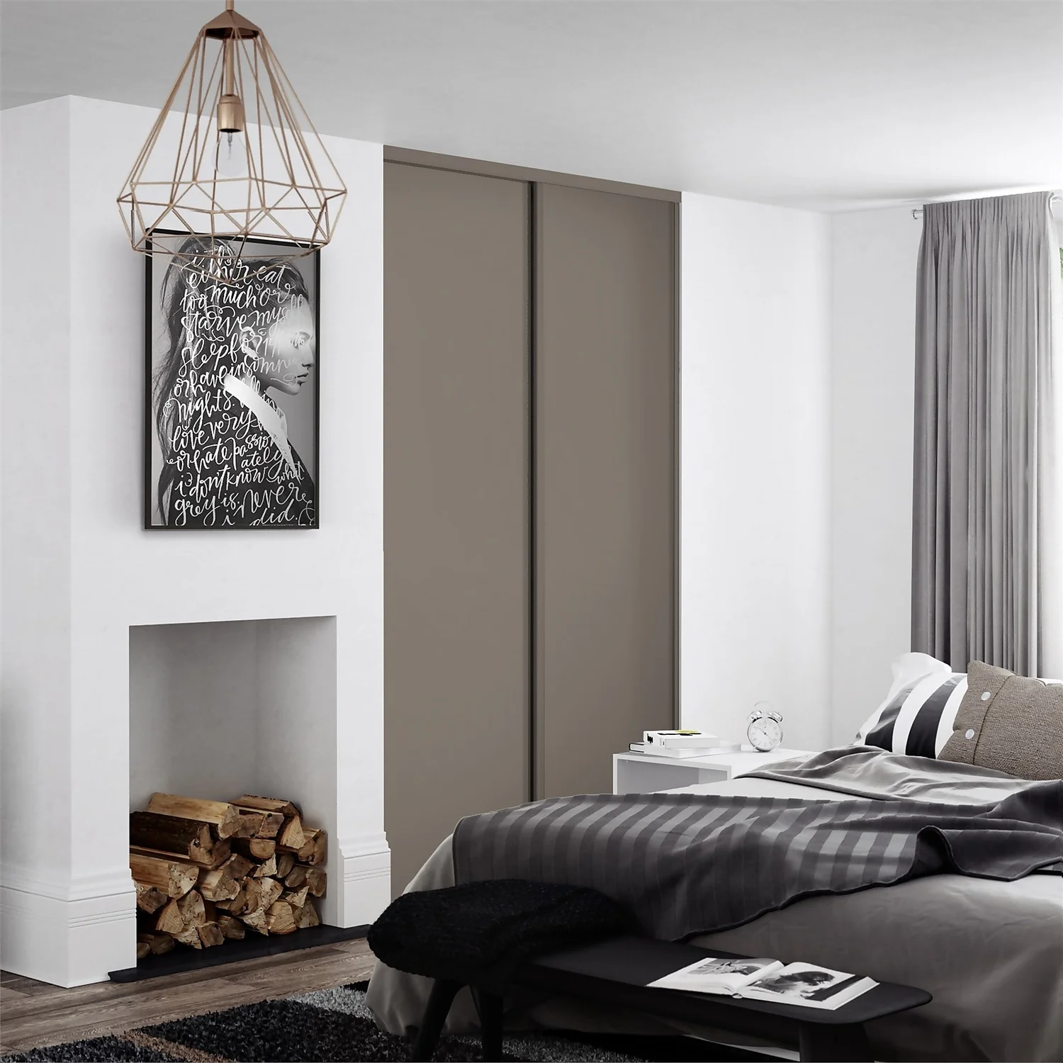 Classic 2 Door Sliding Wardrobe Kit Stone Grey Panel (W)1185 X (H)2260mm 4 Classic 2 Door Sliding Wardrobe Kit Stone Grey Panel (W)1185 X (H)2260mm - Image 2