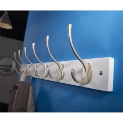 6 Victorian Satin Nickel Hooks On White Bloc Board -Furniture Series Sale 12839295 1194845858610089