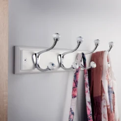 None White Hook Rail - Polished Chrome - 4 Hooks -Furniture Series Sale 12840010 2284849996176120