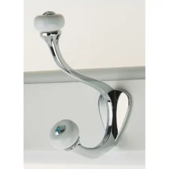 None White Hook Rail - Polished Chrome - 4 Hooks -Furniture Series Sale 12840010 3294849996214385