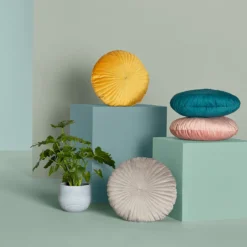 None Round Velvet Cushion - Teal - 45cm -Furniture Series Sale 12842182 7904943634854757