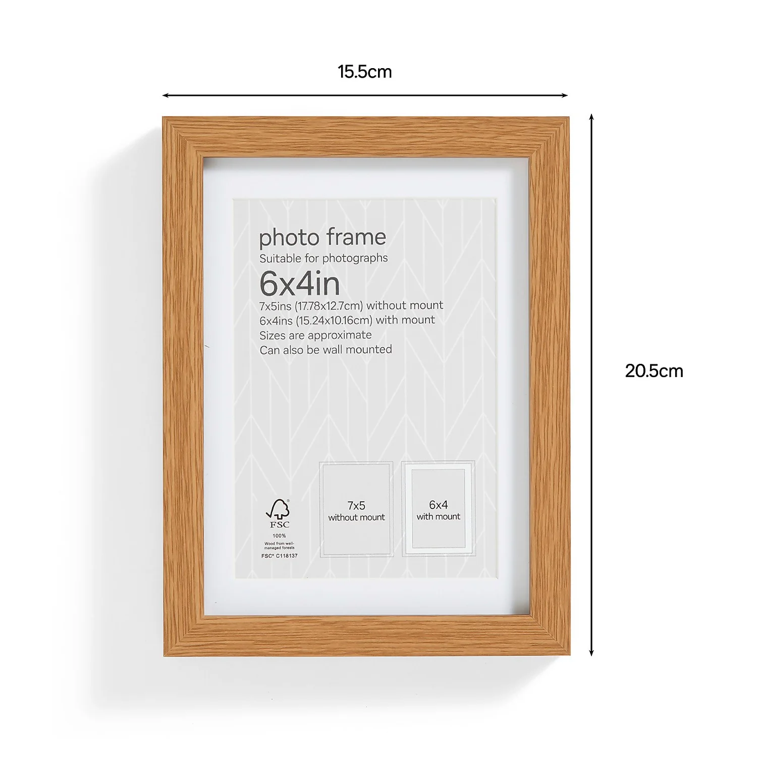 Box Photo Frame - 6x4" - Oak Effect 4 Box Photo Frame - 6x4" - Oak Effect - Image 2