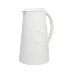 Ceramic Jug With Embossed Heart - White -Furniture Series Sale 12886083 2054843705790511