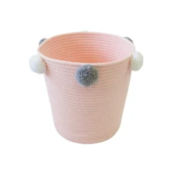 Round Cotton Rope Blush Pom Pom Basket -Furniture Series Sale 12886596 1264857031486509