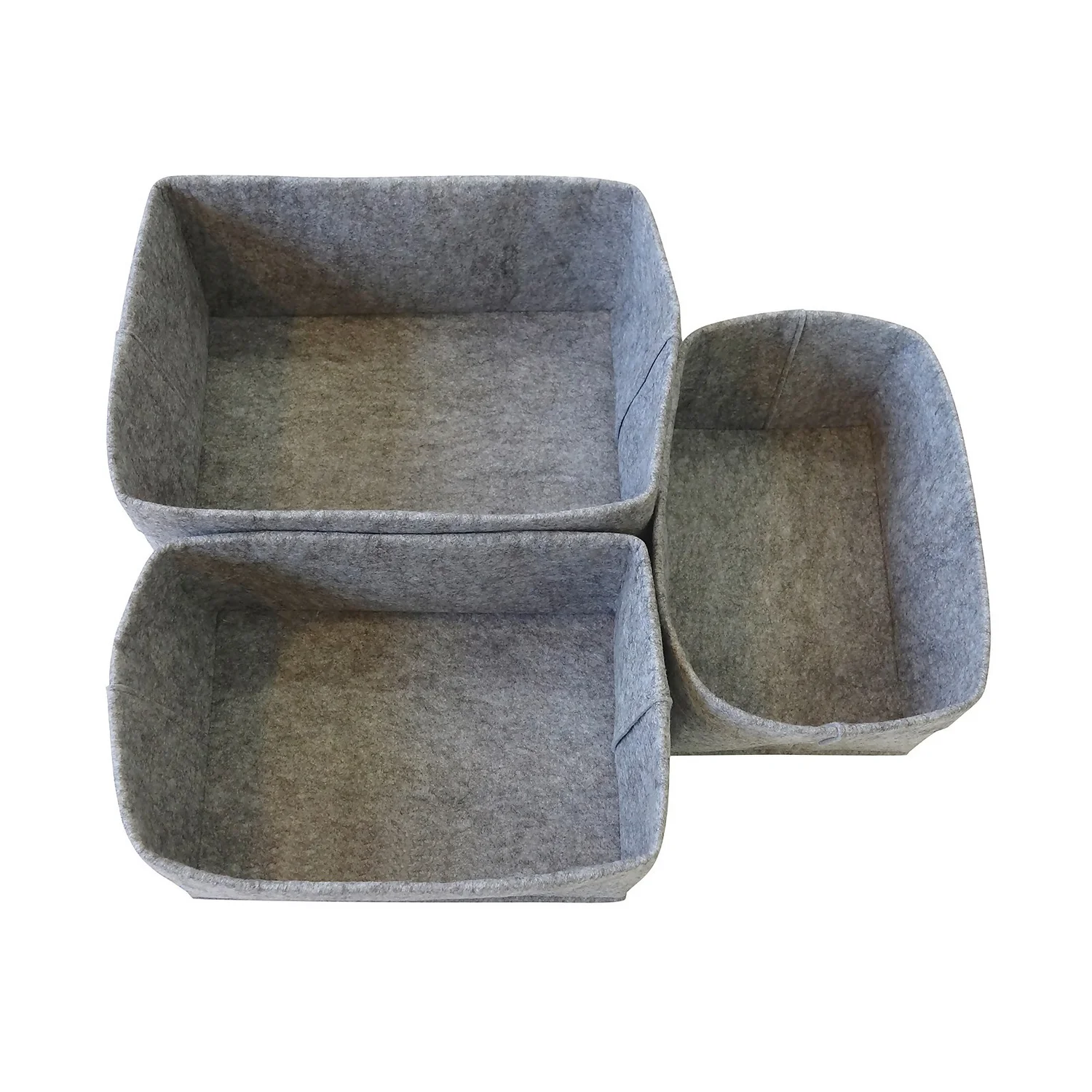 Set Of 3 Grey Oval Felt Baskets 5 Set Of 3 Grey Oval Felt Baskets - Image 3