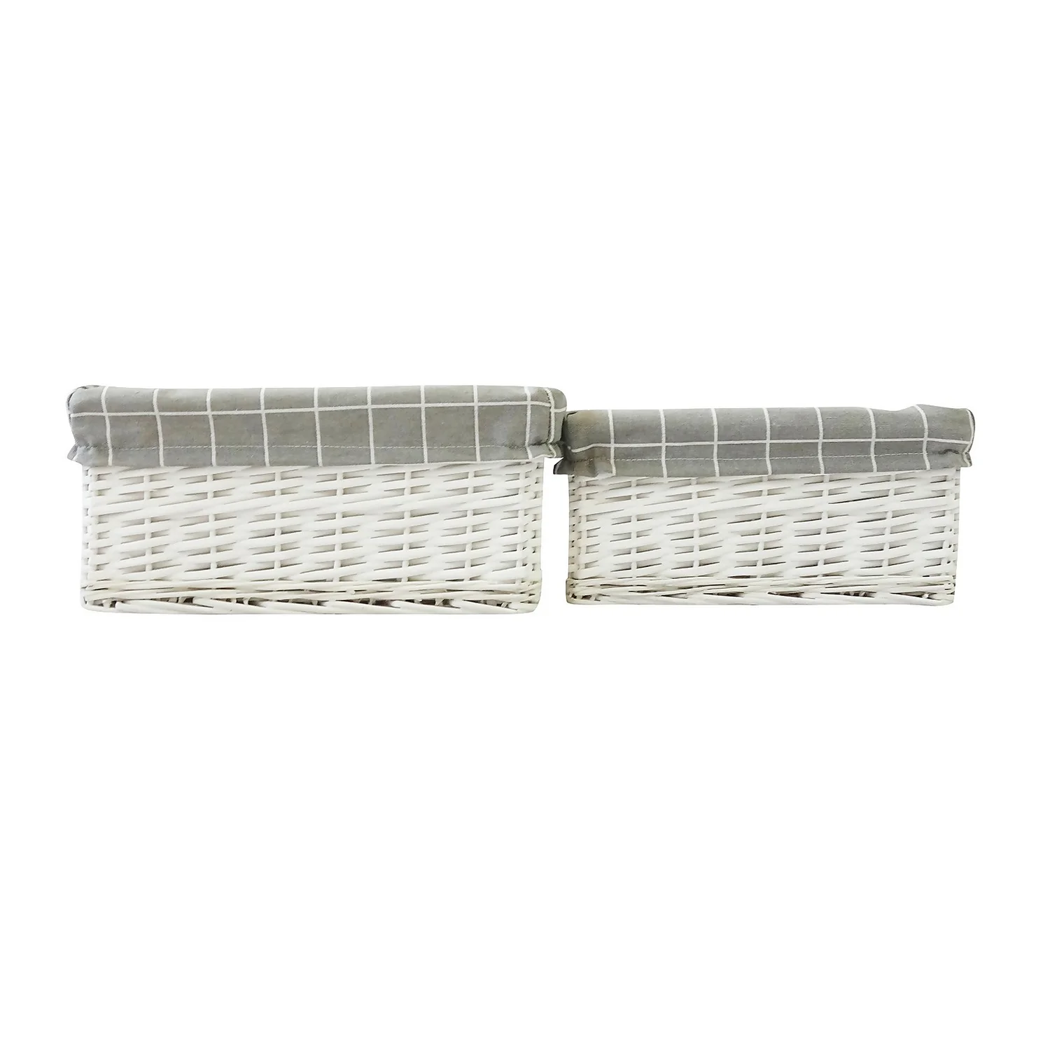 Set Of 2 White Willow Lined Baskets 4 Set Of 2 White Willow Lined Baskets - Image 2
