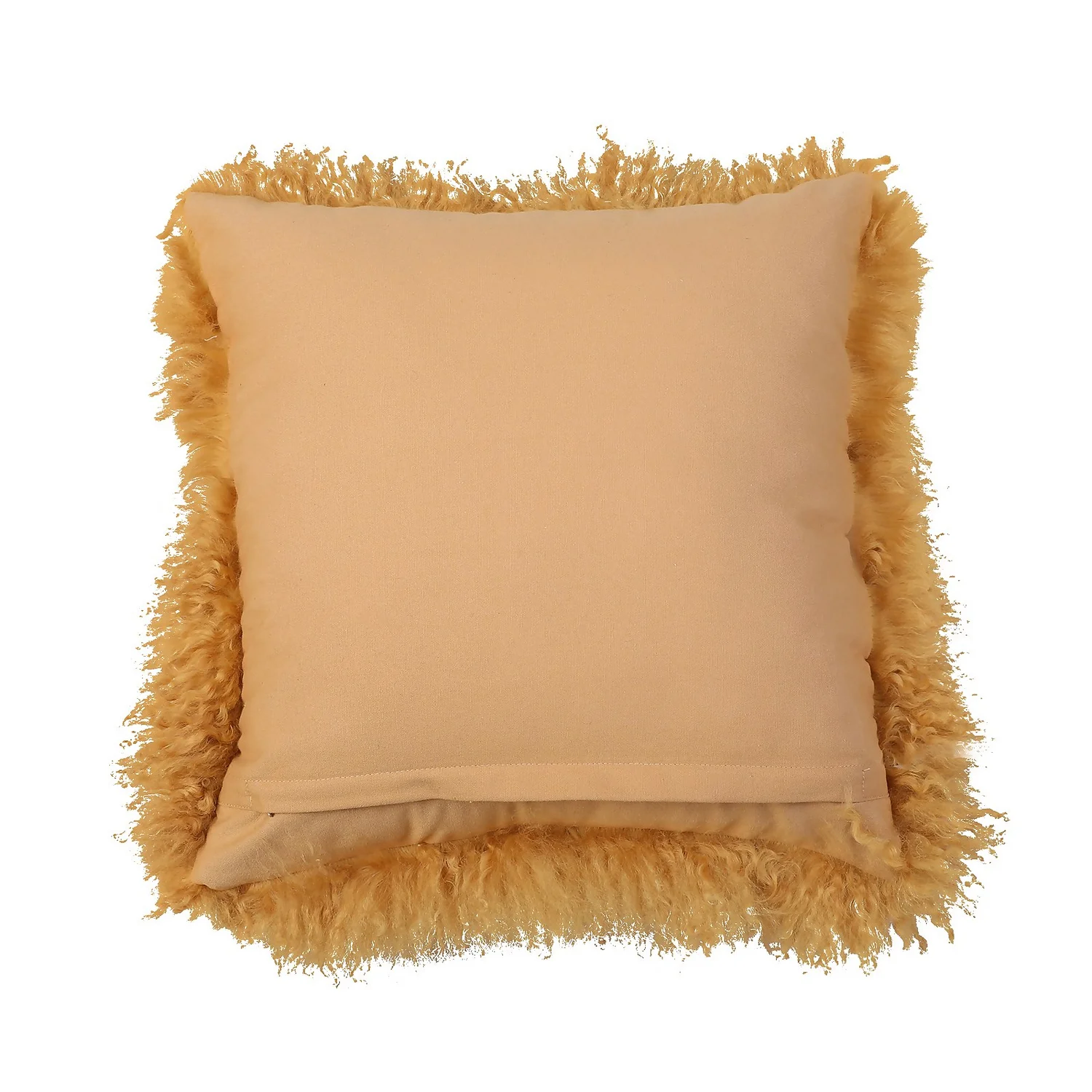 House Beautiful Real Mongolian Wool Cushion - Mustard - 38x38cm 5 House Beautiful Real Mongolian Wool Cushion - Mustard - 38x38cm - Image 3