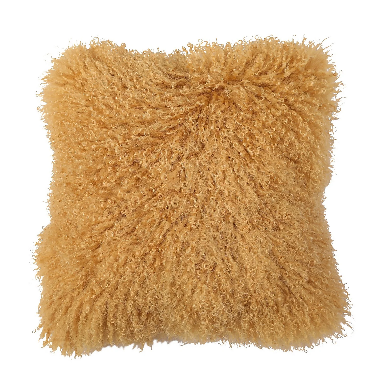 House Beautiful Real Mongolian Wool Cushion - Mustard - 38x38cm 3 House Beautiful Real Mongolian Wool Cushion - Mustard - 38x38cm