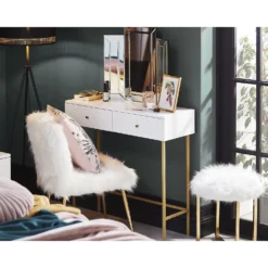 Mary Furry Stool - White -Furniture Series Sale 12887591 1894885834096587