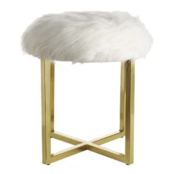 Mary Furry Stool - White -Furniture Series Sale 12887591 1934885834123224