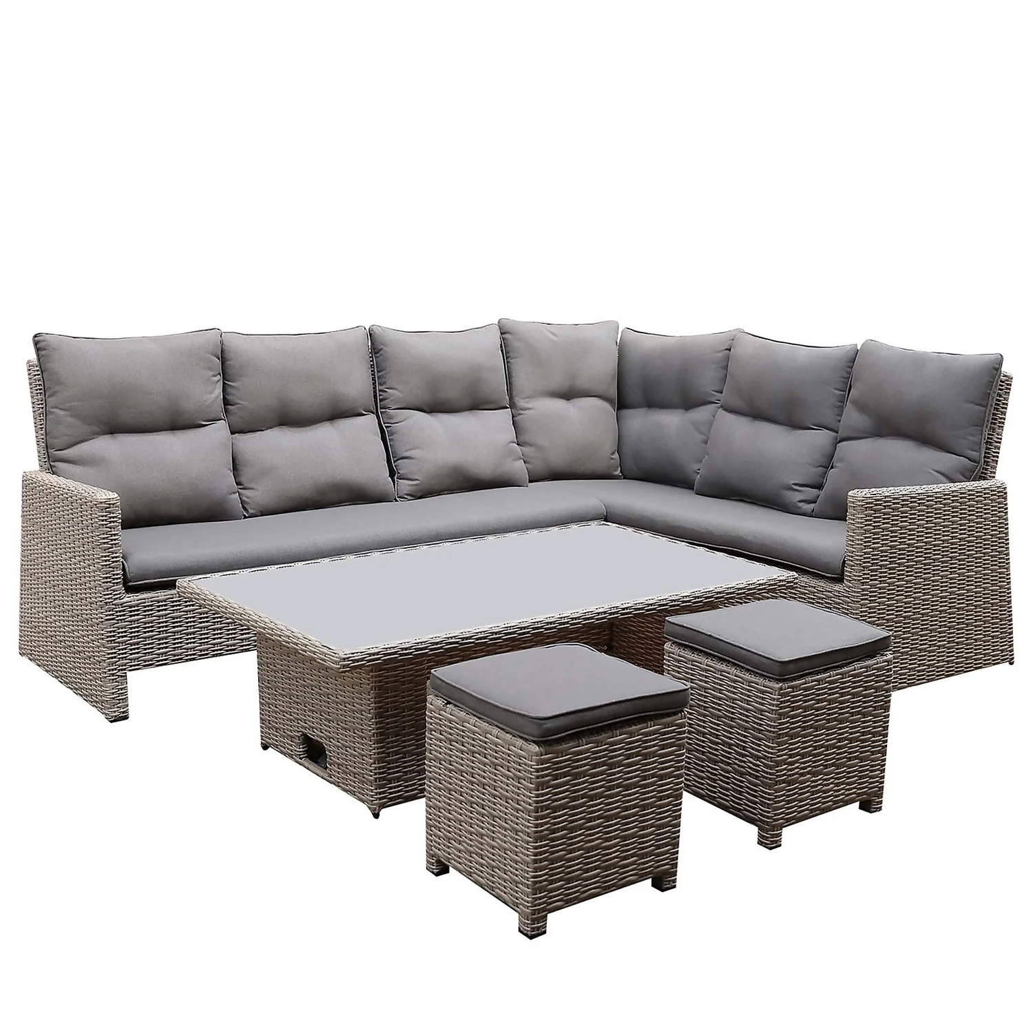 Mortimer Grey Rattan Garden Corner Sofa Set 3 Mortimer Grey Rattan Garden Corner Sofa Set