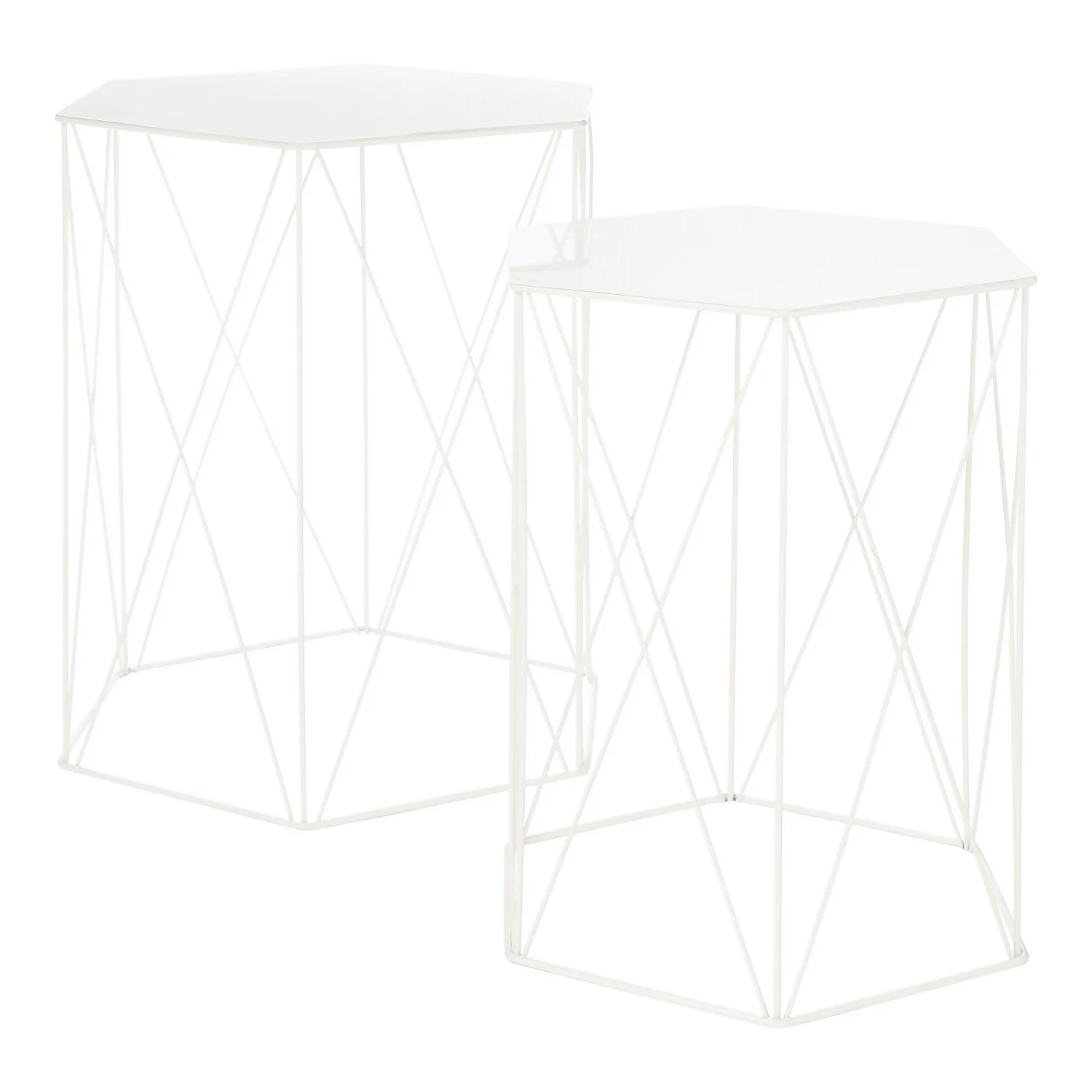 Hex Side Table Set Of 2 White 3 Hex Side Table Set Of 2 White