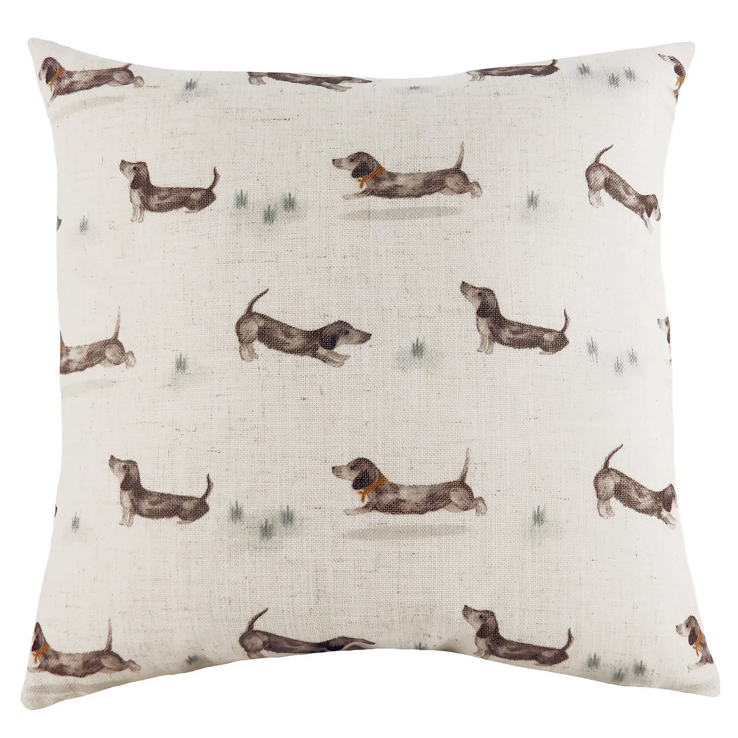 Sausage Dog Print Cushion - Natural 3 Sausage Dog Print Cushion - Natural