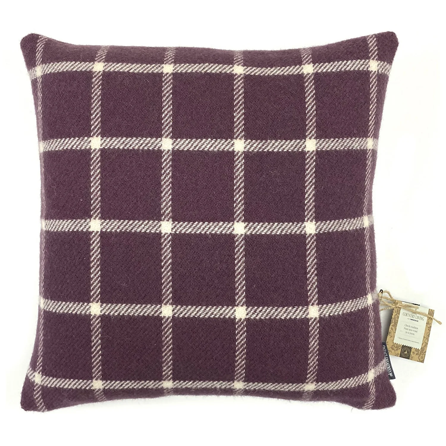 Country Living Wool Check Cushion - 50x50cm - Grape 3 Country Living Wool Check Cushion - 50x50cm - Grape