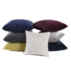 None Large Plain Velvet Cushion - Ochre - 58x58cm -Furniture Series Sale 12912566 1374845786406251