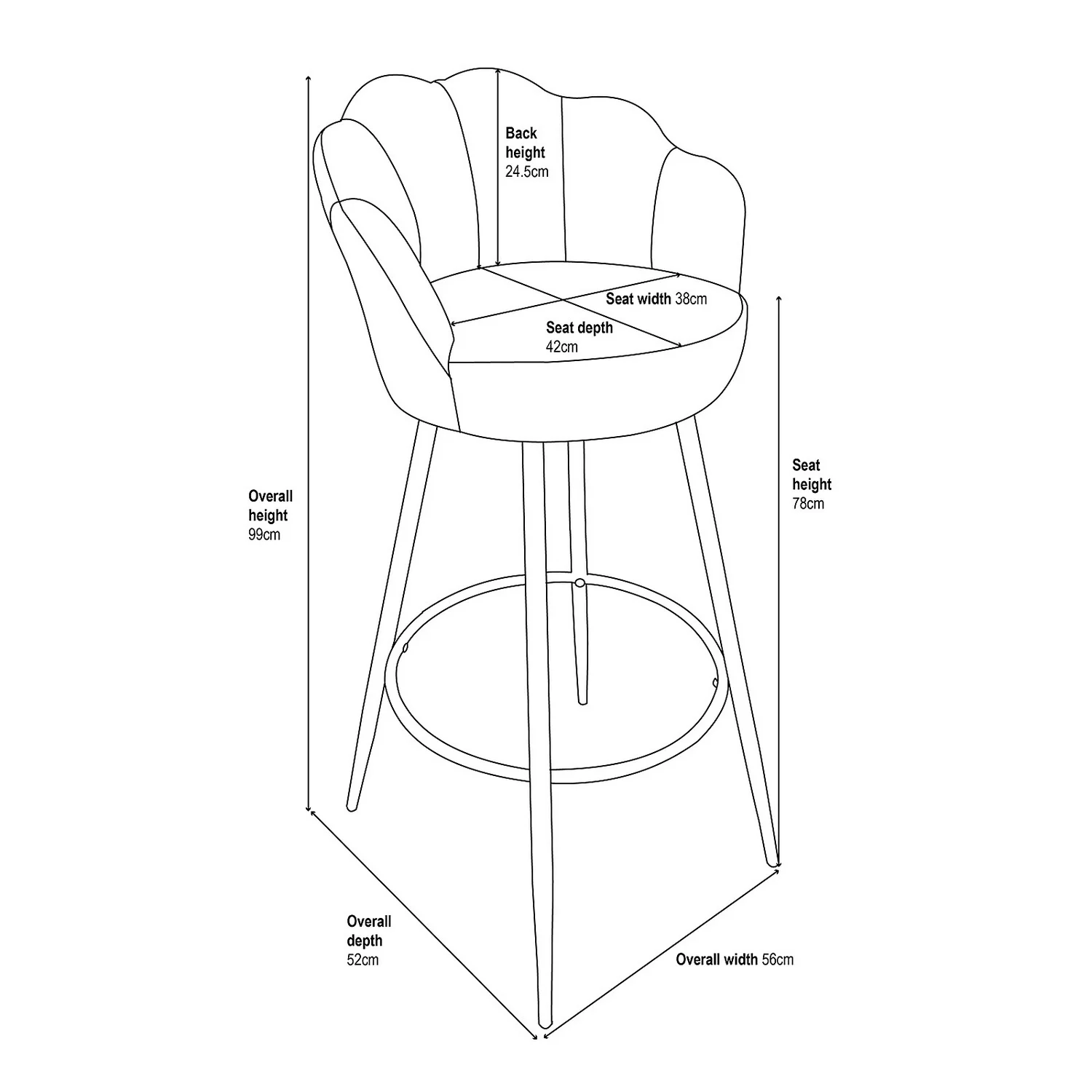 Sophia Bar Stool - Blush 10 Sophia Bar Stool - Blush - Image 8
