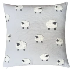 None French Knot Sheep Cushion - 43x43cm