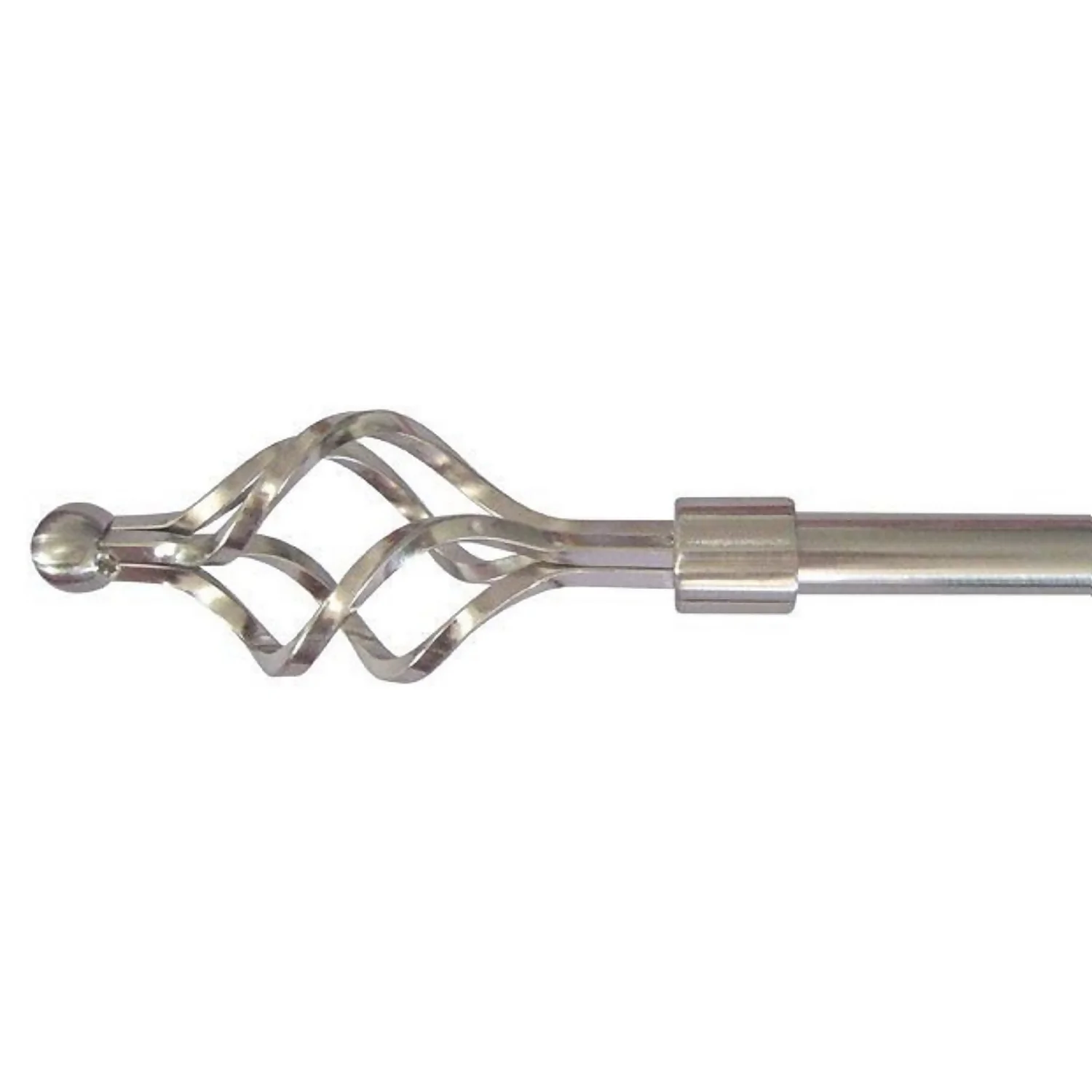 Extendable Cage Finial Curtain Pole - Satin Steel - 1.7-3m (16/19mm) 3 Extendable Cage Finial Curtain Pole - Satin Steel - 1.7-3m (16/19mm)