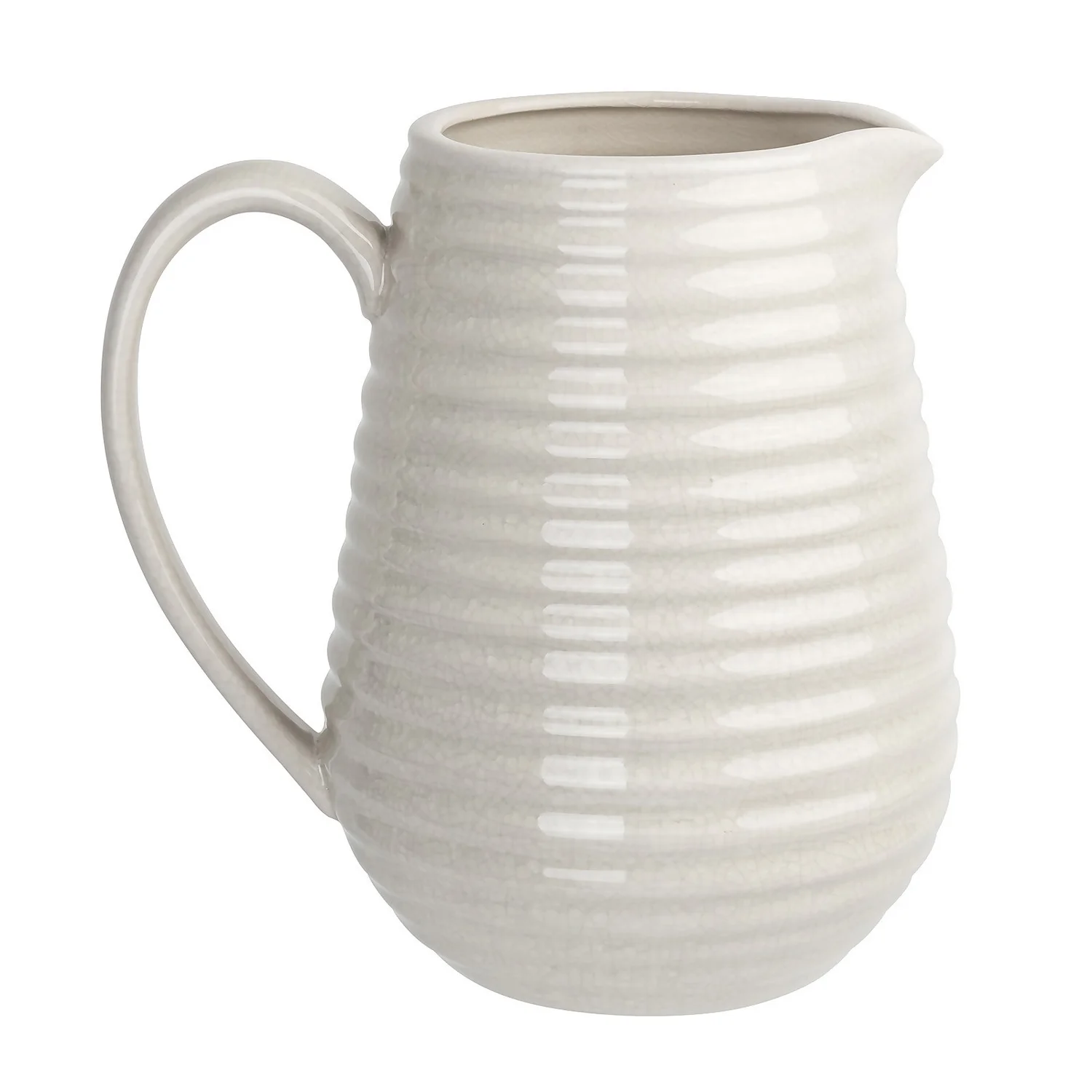 Crackle Effect Ribbed Jug - White 3 Crackle Effect Ribbed Jug - White