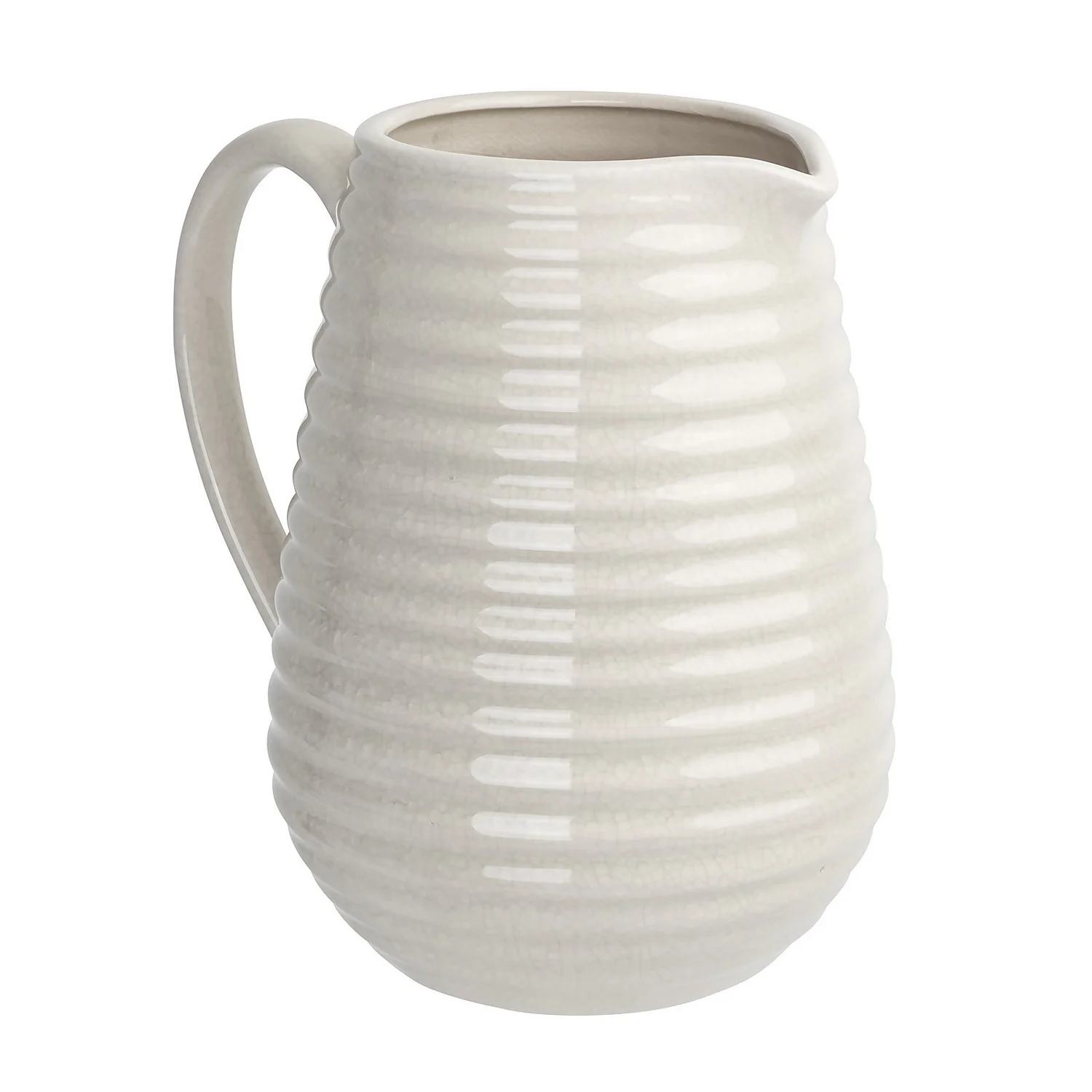 Crackle Effect Ribbed Jug - White 5 Crackle Effect Ribbed Jug - White - Image 3