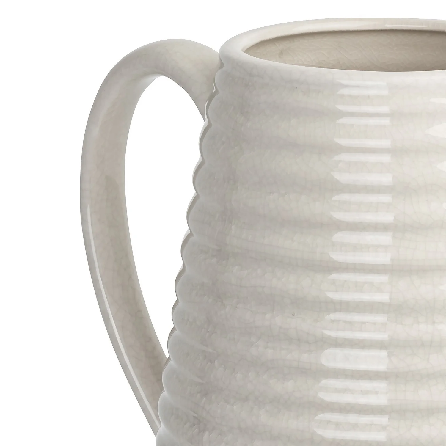 Crackle Effect Ribbed Jug - White 6 Crackle Effect Ribbed Jug - White - Image 4