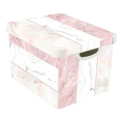 Curver Stockholm Mixed Marble Deco Storage Box - Pink & White 22L