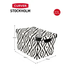 Curver Stockholm Aztec Deco Storage Box - Black & White 22L -Furniture Series Sale 13148482 1594896660096351