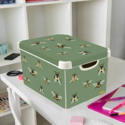 Curver Stockholm Bees Deco Storage Box - Green - 22L -Furniture Series Sale 13169626 1374907597420289