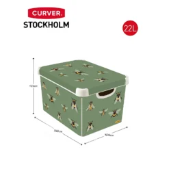 Curver Stockholm Bees Deco Storage Box - Green - 22L -Furniture Series Sale 13169626 1944898511856227